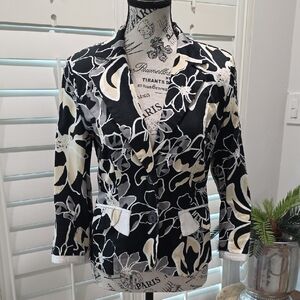 Floral Black and White Blazer